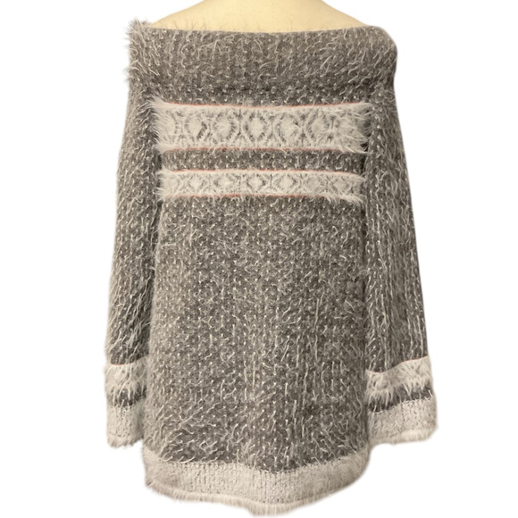 Sleeping on snow Anthropologie wool blend fair isle nordic faroe Sweater M Gray - Picture 4 of 11